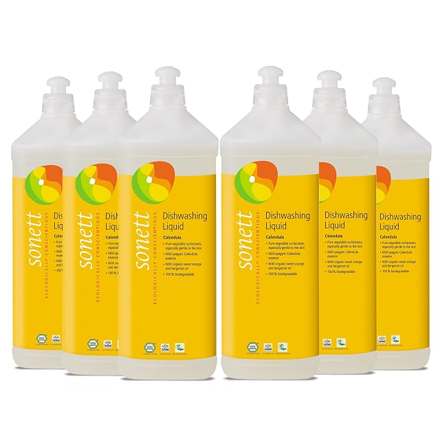 Sonett Organic Dishwashing Liquid Calendula 33 8-Ounce Bottles Pack of 6