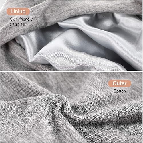 Miniatura 3 de Gorro de dormir con forro de satén, gorro de pelo encrespado, elástico, holgado, para la noche, protección del cabello, 4 unidades