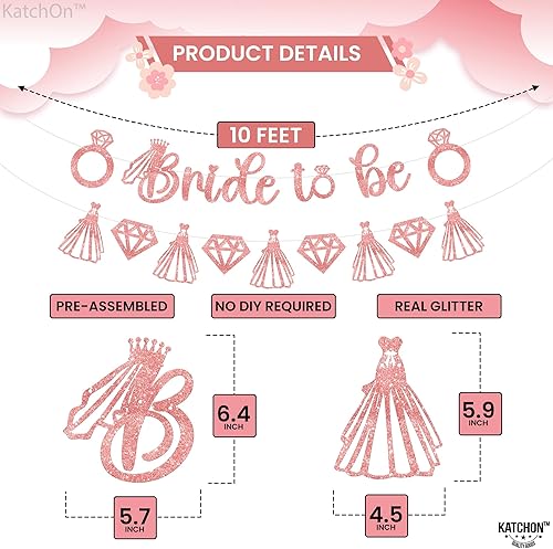 Miniatura 4 de KatchOn, Juego de 59 decoraciones de despedida de soltera de oro rosa, paquete de 59 | Cartel de novia para ser, kit de decoración de despedida de