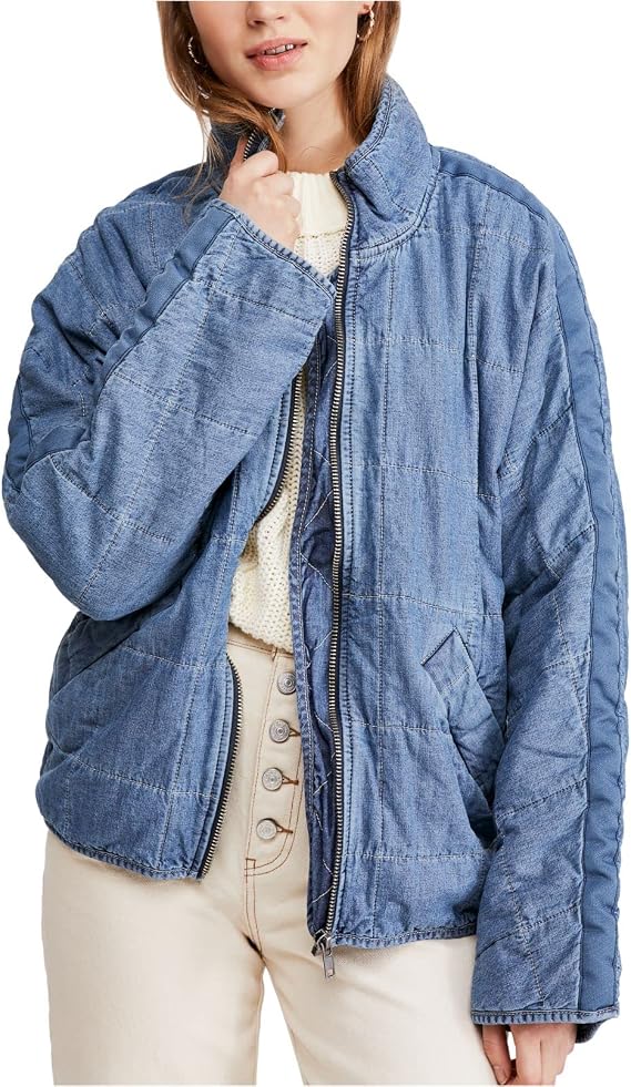 Dolman Quilted Denim Jacket 