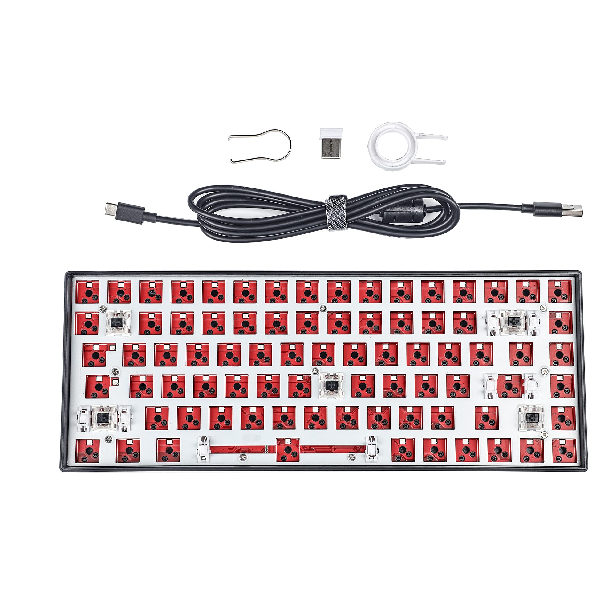 NC 84 Keys 75% RGB Detachable USB Wired Bluetooth 2.4G Three Mode Hotswap Kailh Socket DIY Kit (Black Case)