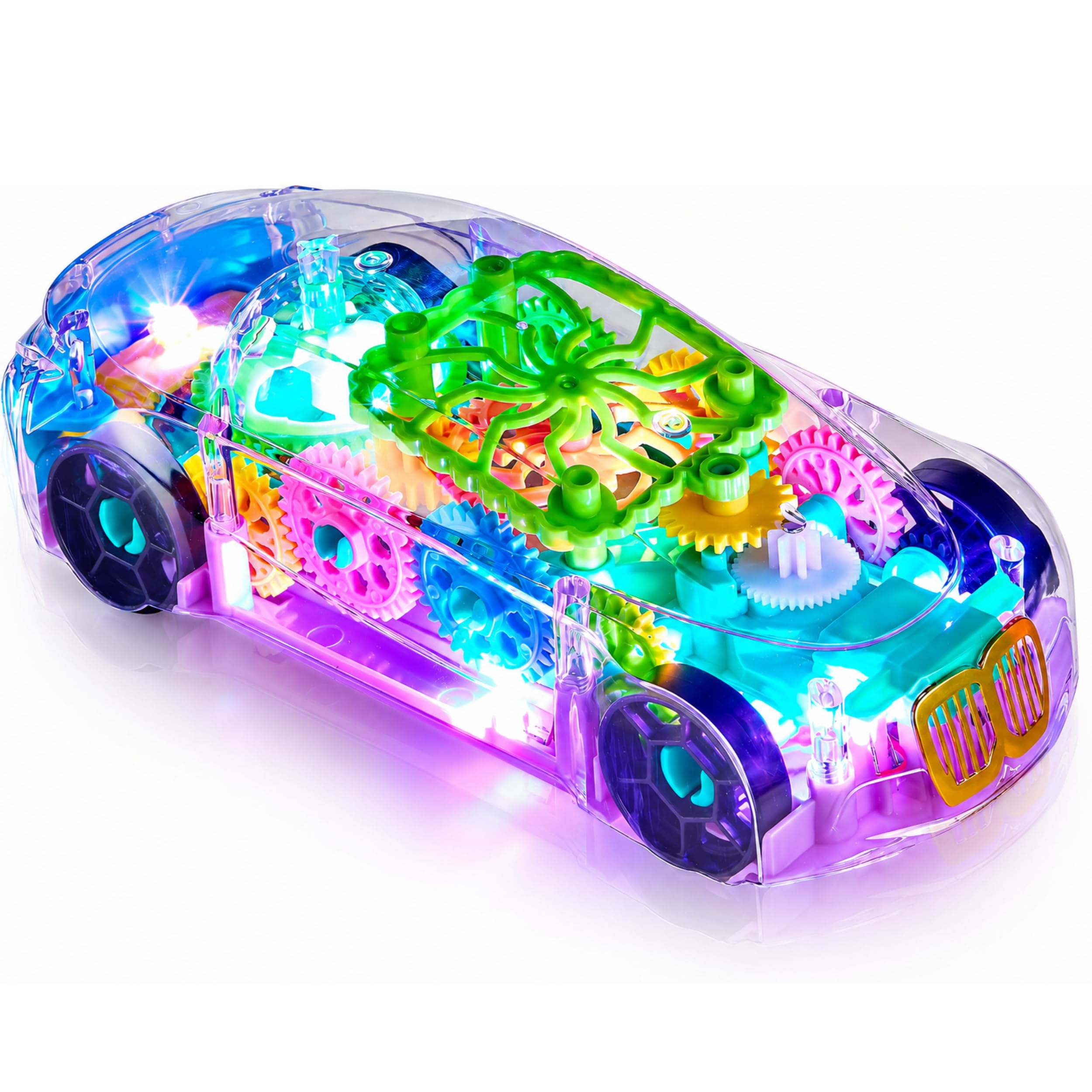 Playbees Light-Up Transparent Car - Autism Sensory Toy for Kids Ages 3-8