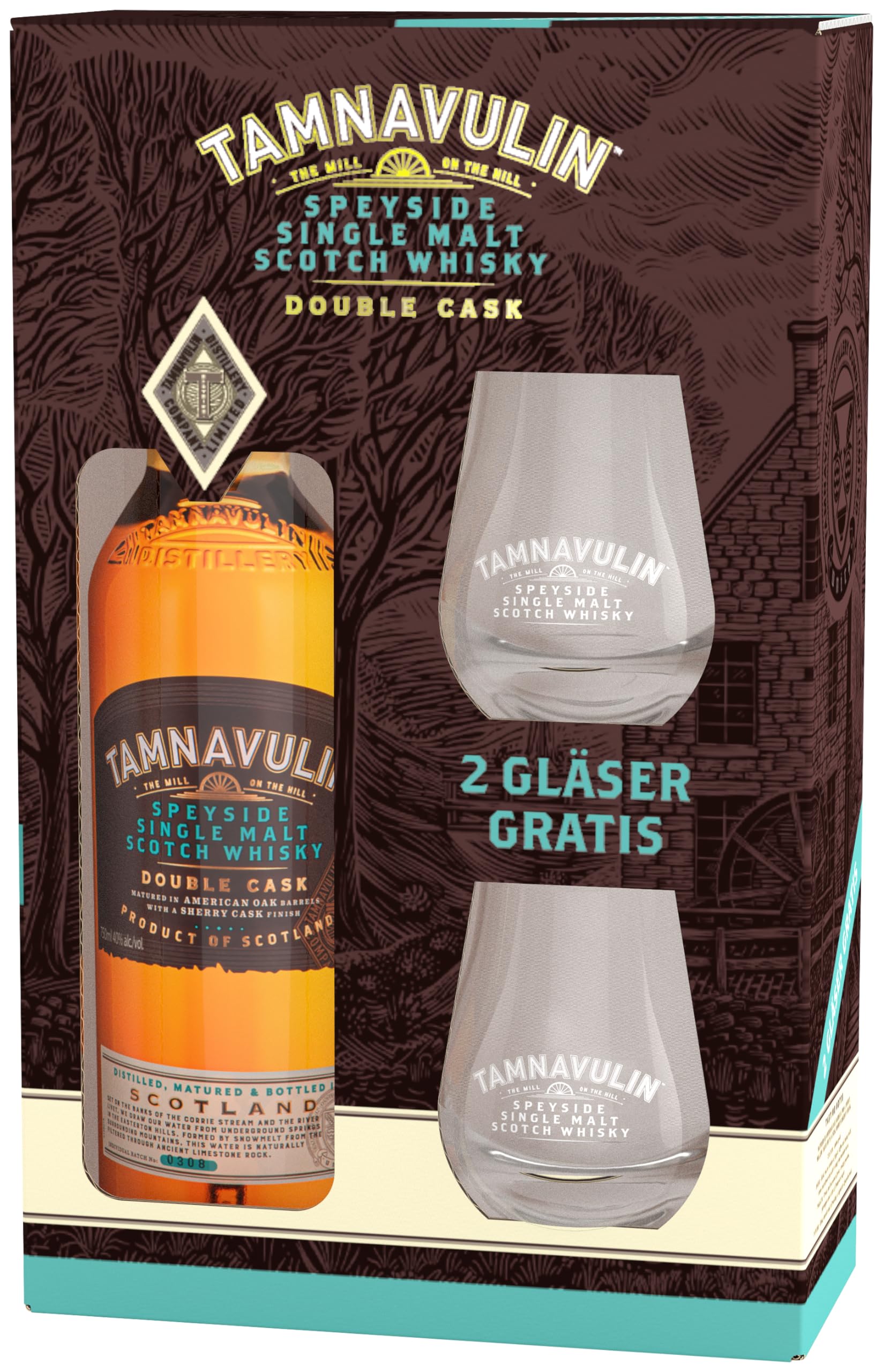 Tamnavulin Speyside Single Malt Whisky mit 2 Gäsern (1 x 0.7l)