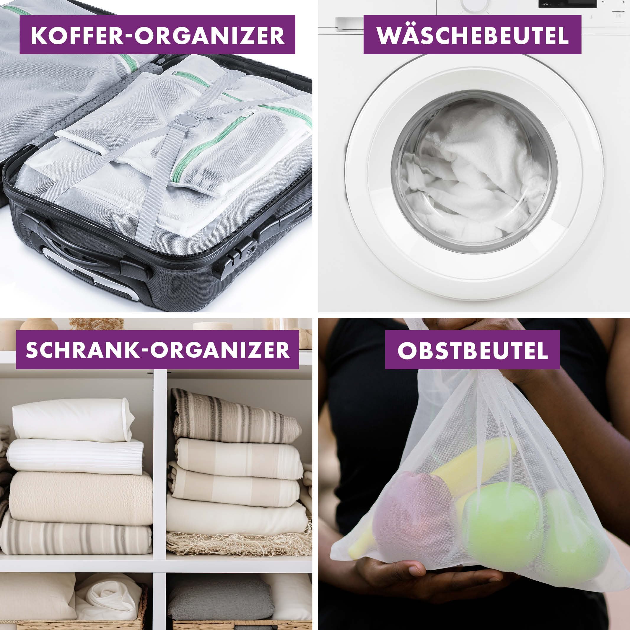 Laundry Bag Lavandola Waszakken Set Stuks, Mesh, Met Rits Voor