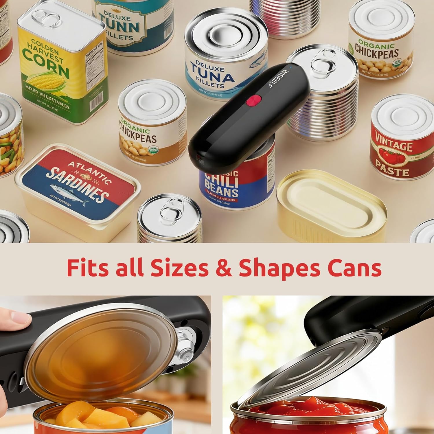 Electric Can Opener, One-Touch Automatic Can Opener for Seniors Fits All Can Sizes, Hands-Free&Smooth Safety for Arthritis and Kitchen