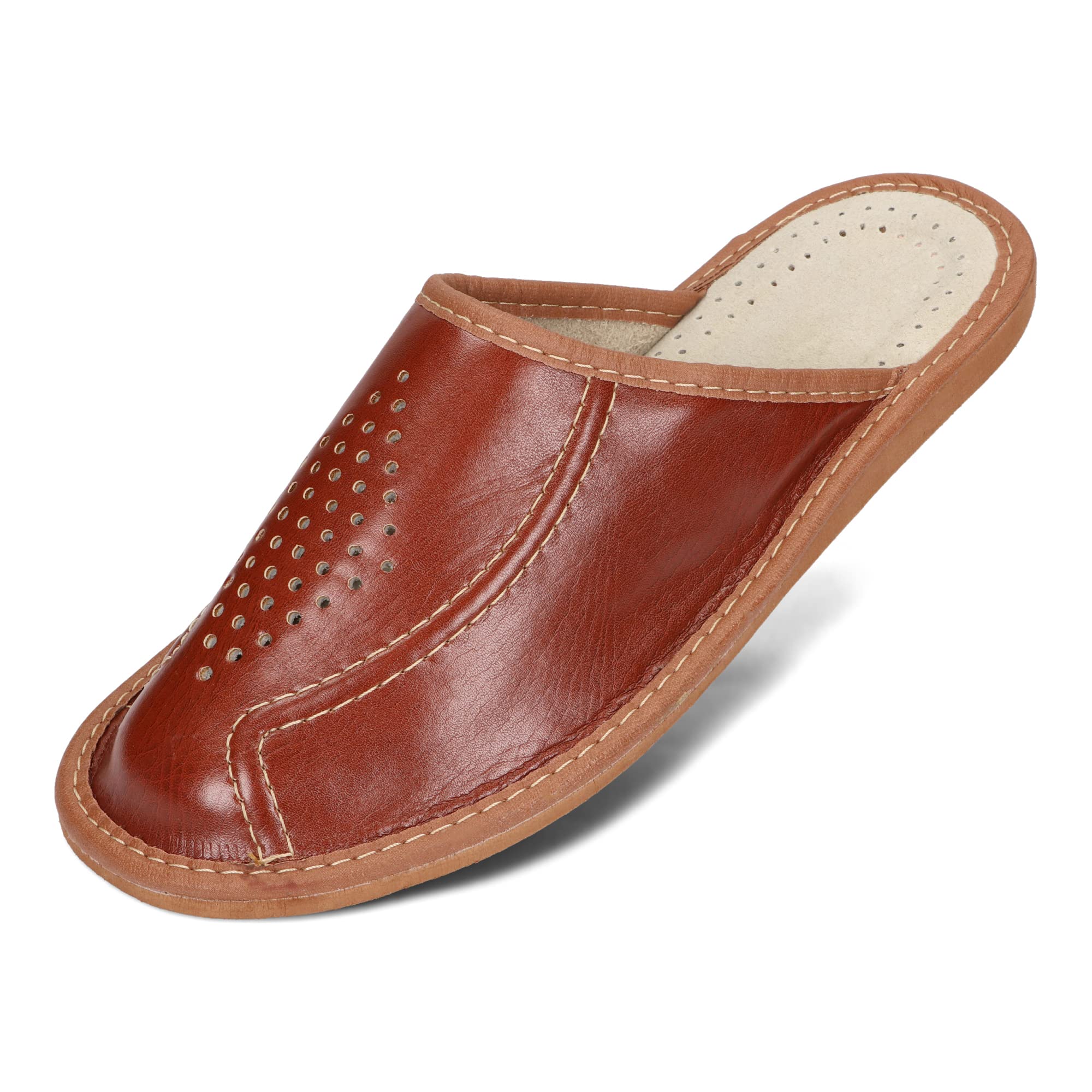 BeComfy Leather Men's Slippers Comfortable Home Shoes Mules Black Grey Brown Size 6-12 UK