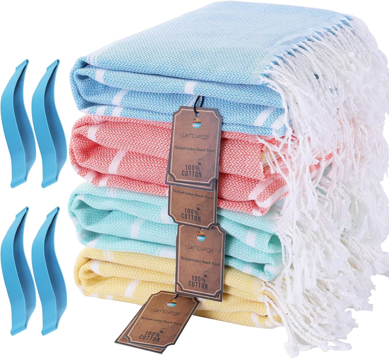 Eletiffi Toalla De Playa Toallas Grande Piscina Praia Fouta Mujer Algodon Hombre Turca Rizo Ligera Pareo XXL Antiarena Pareos Beach Towels Accesorios Familiar Regalos para CumpleañOs 4er-Pack