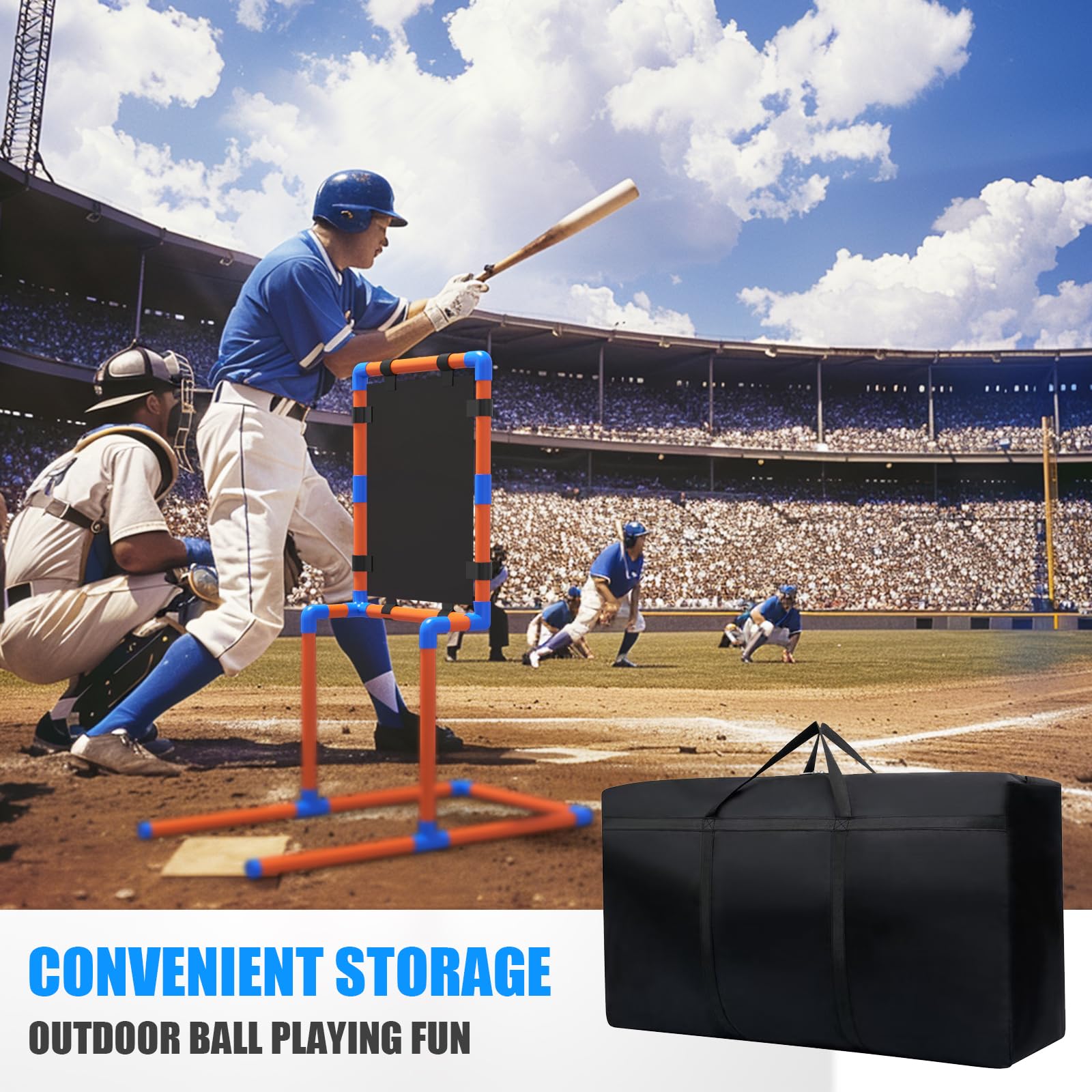 Cible de zone de frappe de baseball avec cadre PVC robuste et trépied réglable