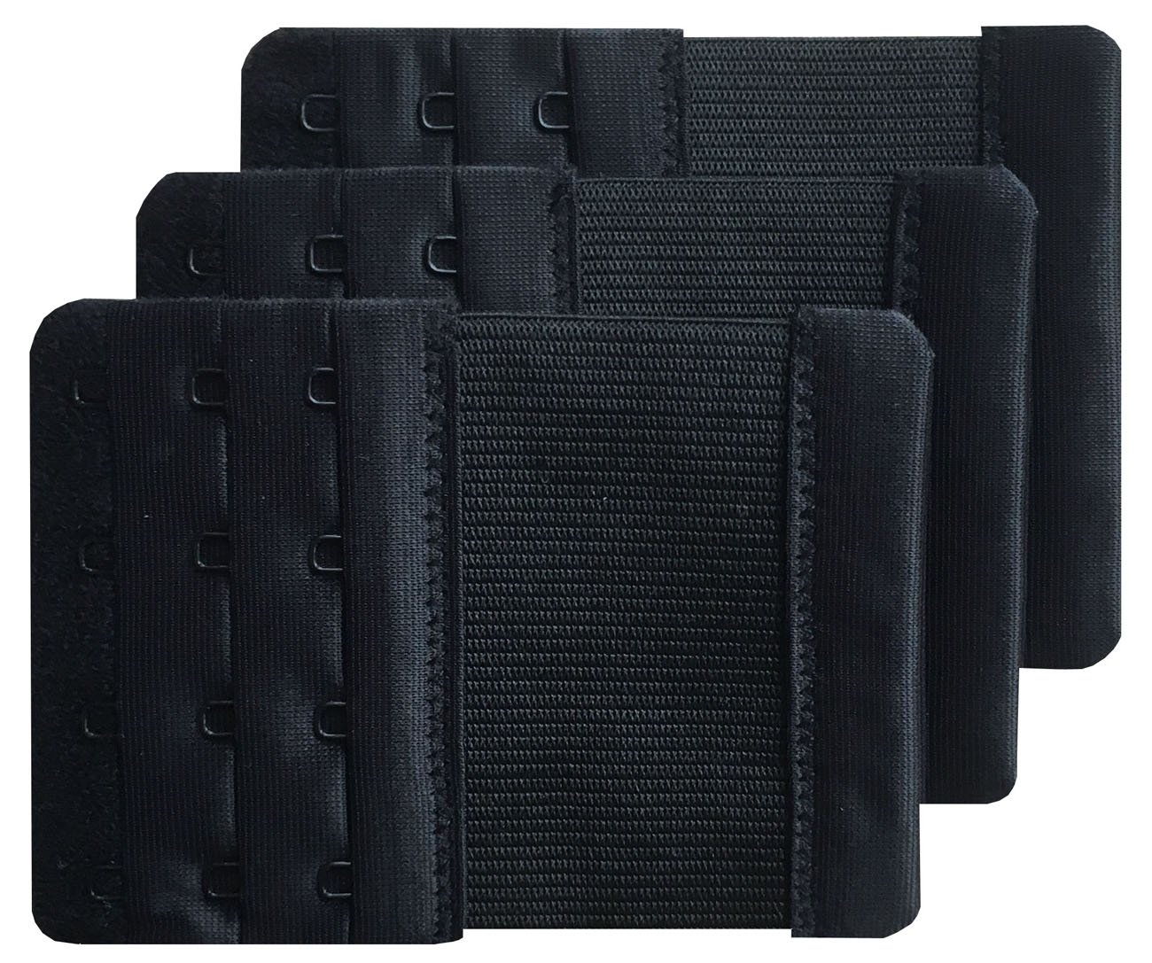 Chanie Women's Black Pack Of 3 Soft Comfortable 4 Hooks Bra Extender,10.3Cm X 7.6Cm