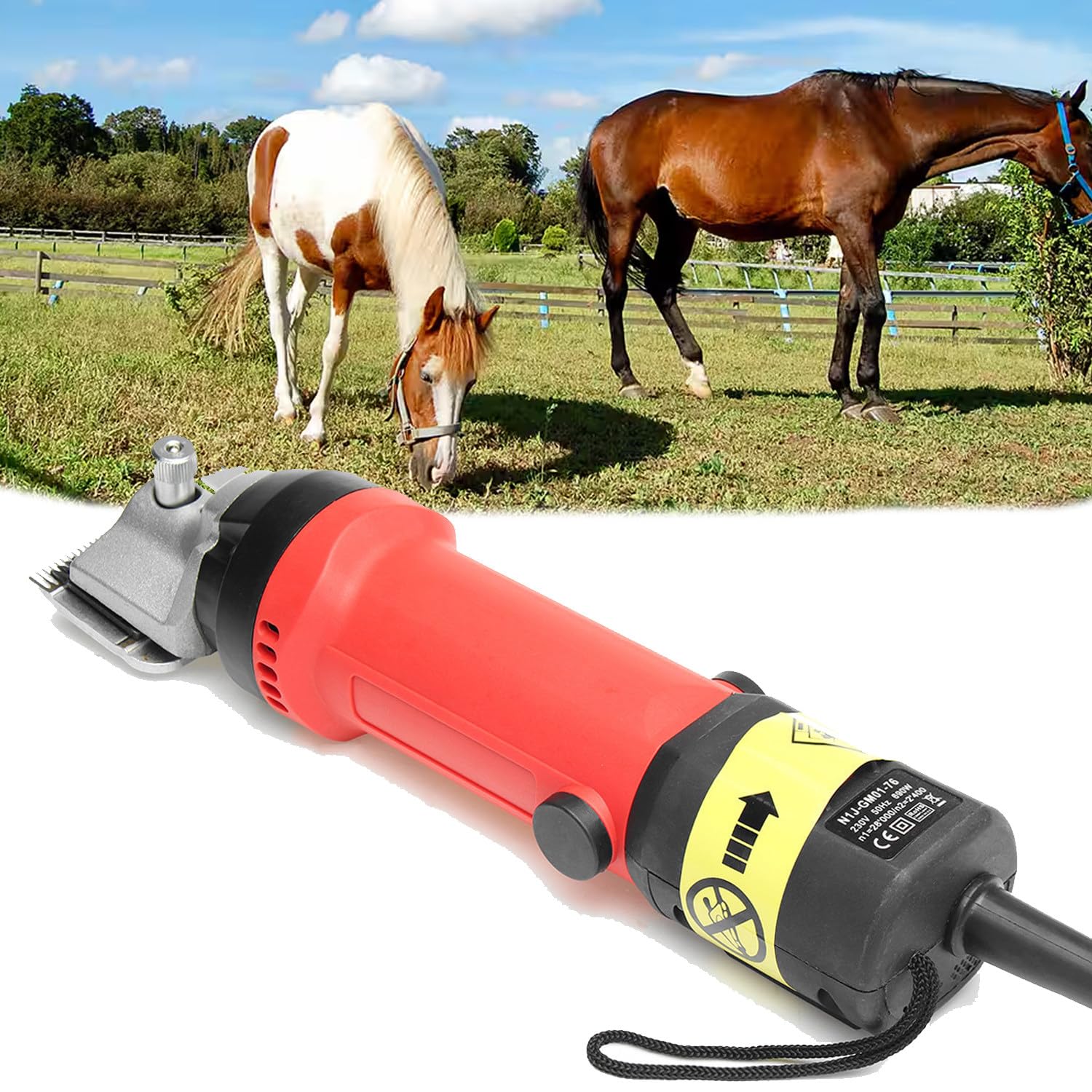 CelyToe Heavy Duty Electric Livestock Clippers,690W Horse Body Clippers with 16Ft Long Cord for Farm Use Grooming Horses Camels Cattle and Large Thick Coated Dogs 110V