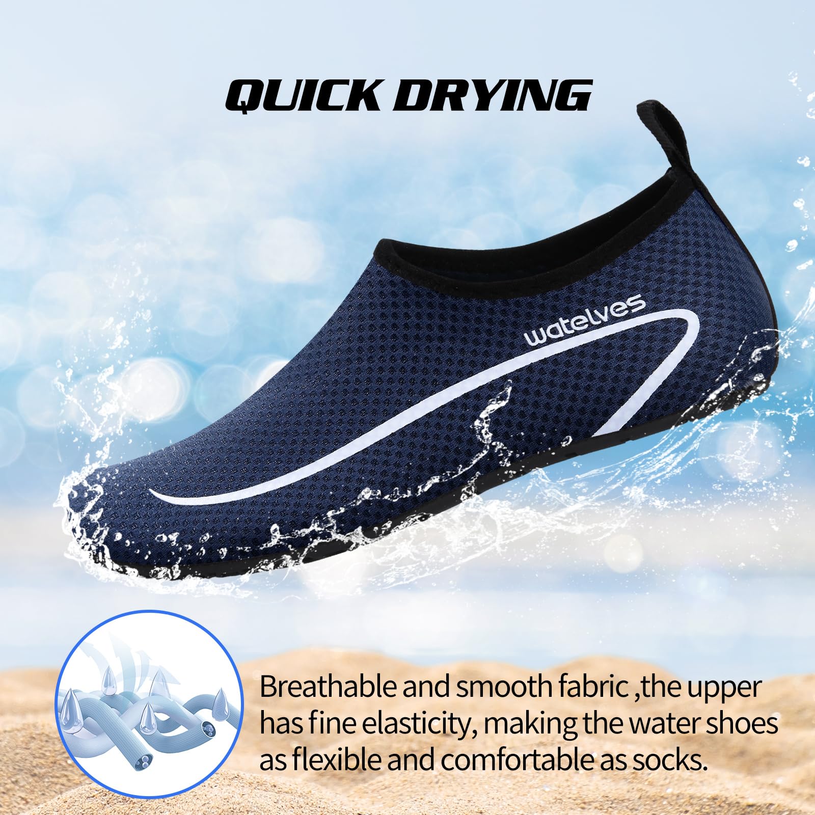 WateLves Scarpe da Scoglio Scarpette Donna Uomo Asciugatura Rapida Super Leggere Antiscivolo per Spiaggia e Snorkeling Unisex