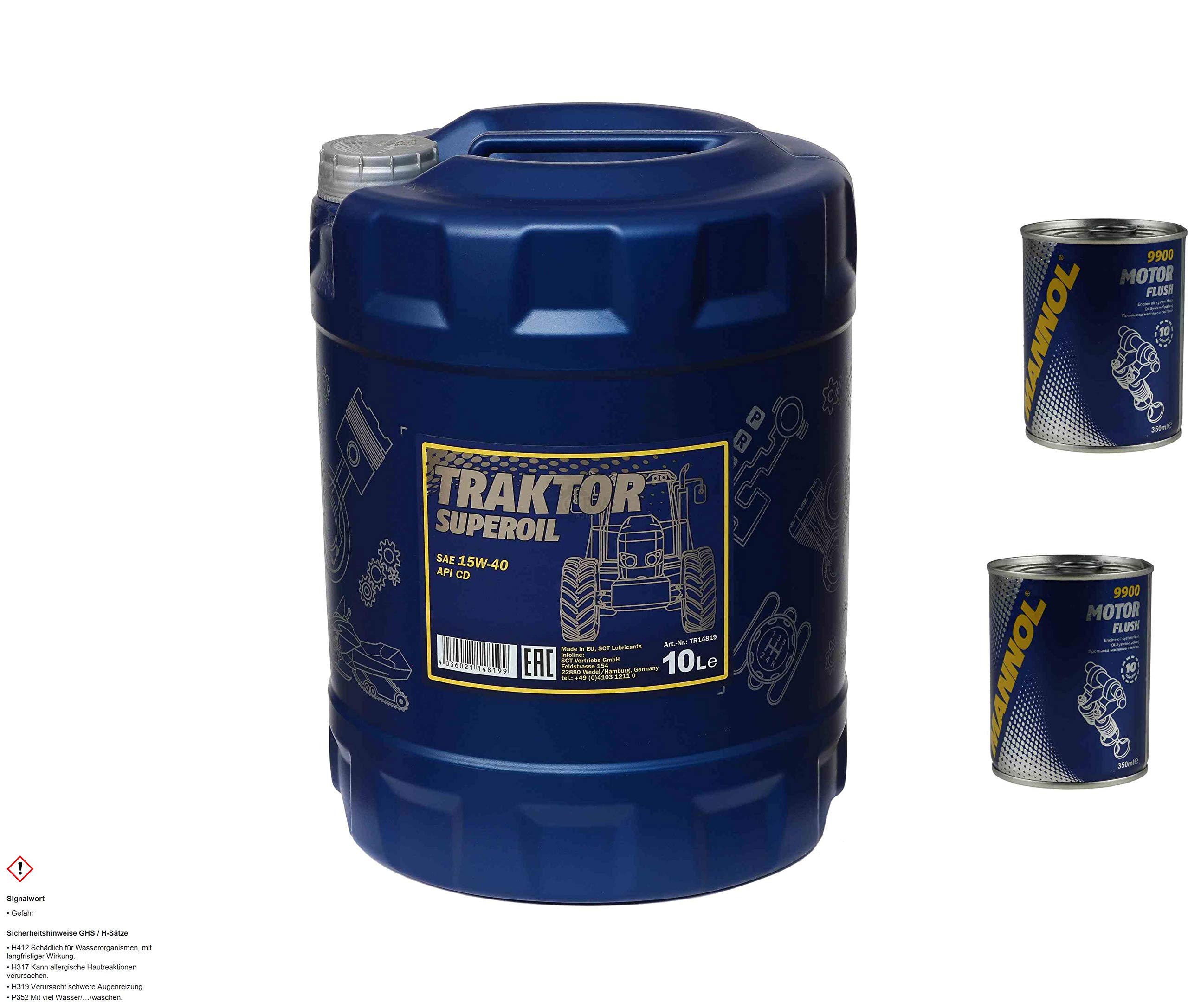 Mannol - Aceite para tractores Superoil 15W-40 (10 L, 2 unidades de motor Flush