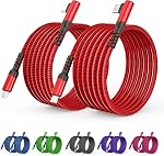 2-Pack USB C to USB C Cable 60W, 10ft+10ft Right Angle 90 Degree USB Type C Charger Fast Charging Cord for Samsung S22/S21 Ultra/Plus, MacBook Air/Pro, C-Port iPad Mini/Air/Pro, Pixel 6/5/4/3(Green)
