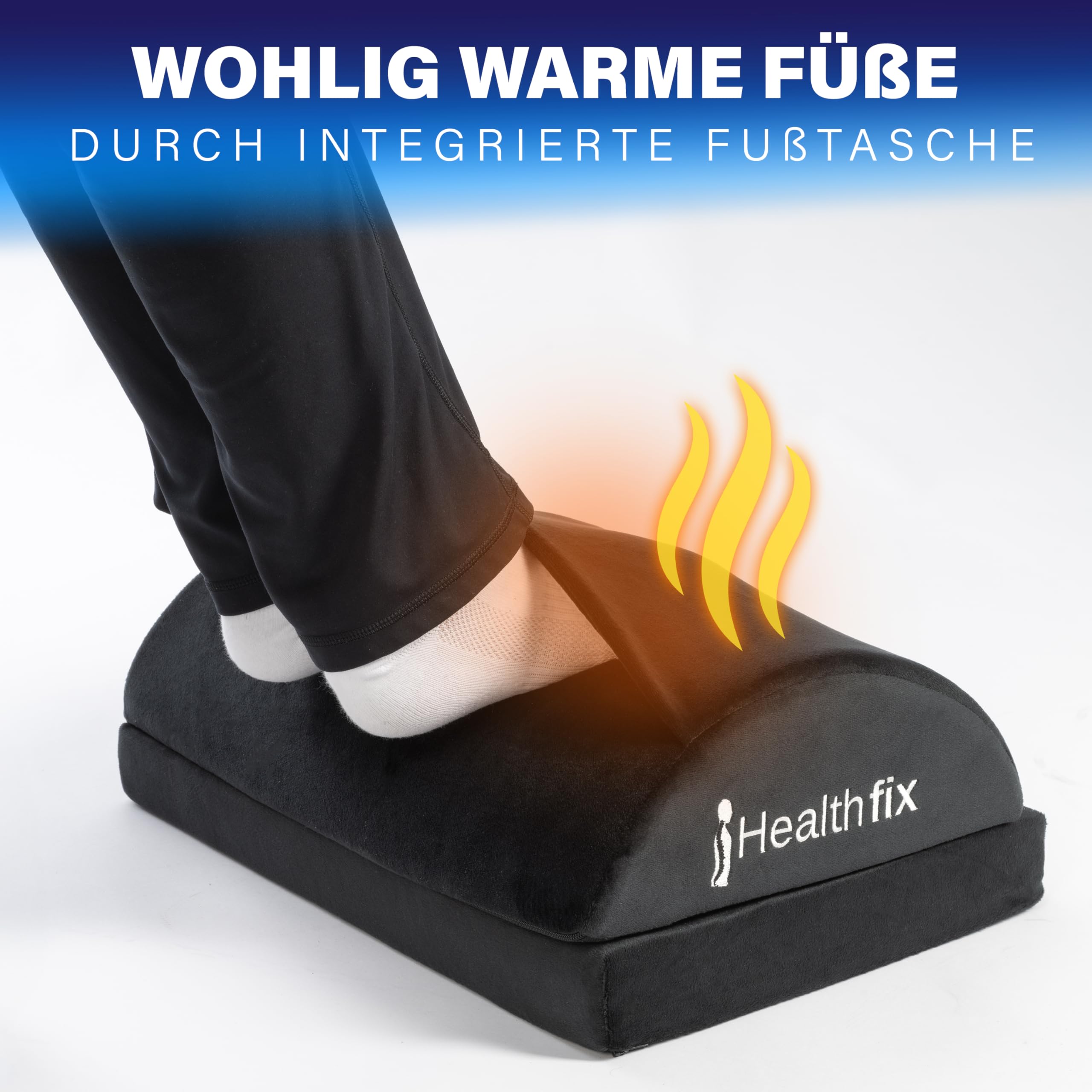 Healthfix® Paquete ergonómico compuesto de: cojín ergonómico en cuña, reposapiés y cojín lumbar | Ideal para la oficina y la oficina en casa | Mejora la postura sentada, alivia el dolor de asiento y