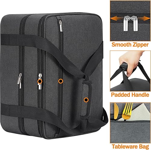 Miniatura 6 de Cazuela de doble aislamiento para alimentos calientes o fríos, transportador térmico expandible para comidas comidas, cenas, pícnic, viajes, se