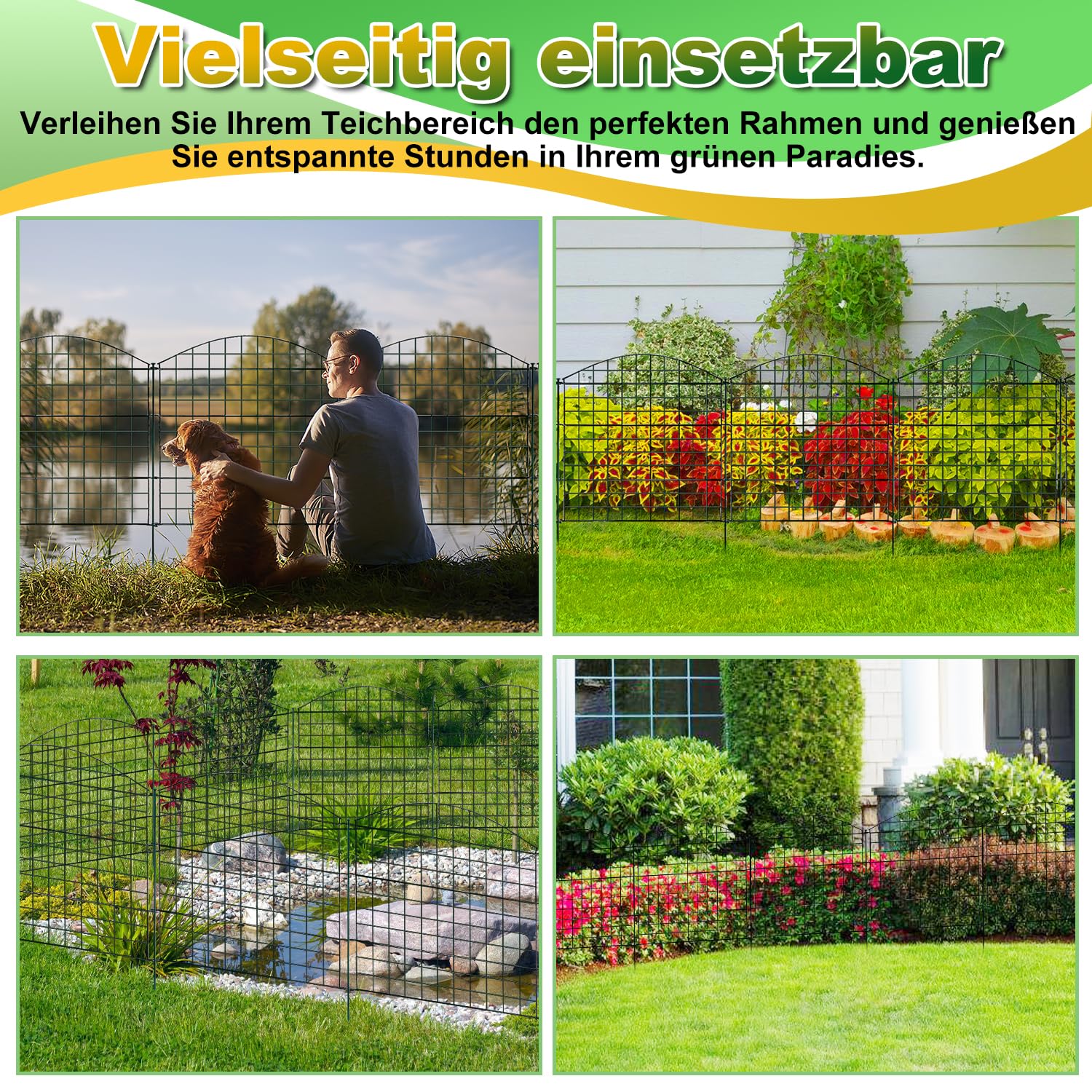 Lospitch - Recinzione da giardino, stagno, recinto in metallo, per conigli (5 bordi ad arco)