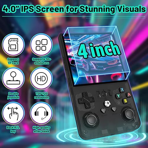 Miniatura 3 de Consola de juegos retro portátil R36s max Consola de juegos de mano, Consola portátil de emulador de juegos, Pantalla IPS de 4.0" HD 4K, Juego de