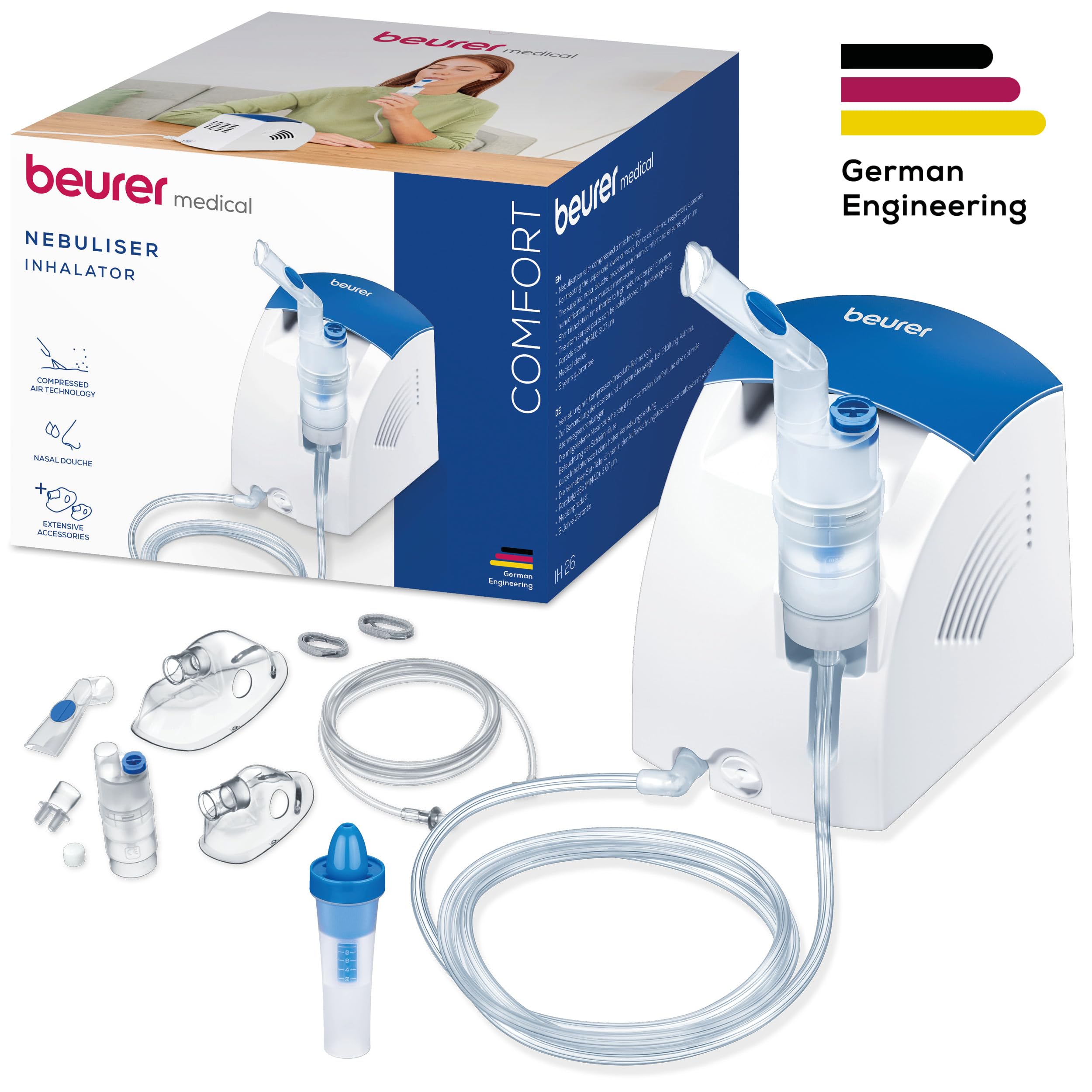 Beurer IH 26 Inhalator, Vernebler mit Nasendusche und viel Zubehör