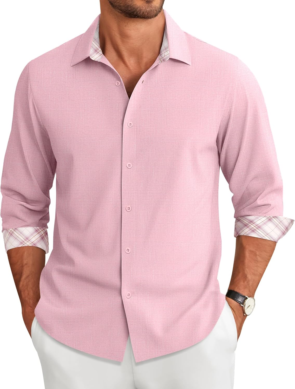 COOFANDY Men's Long Sleeve Button Down Shirts Casual Untucked Shirt Regular Fit Dress Shirt