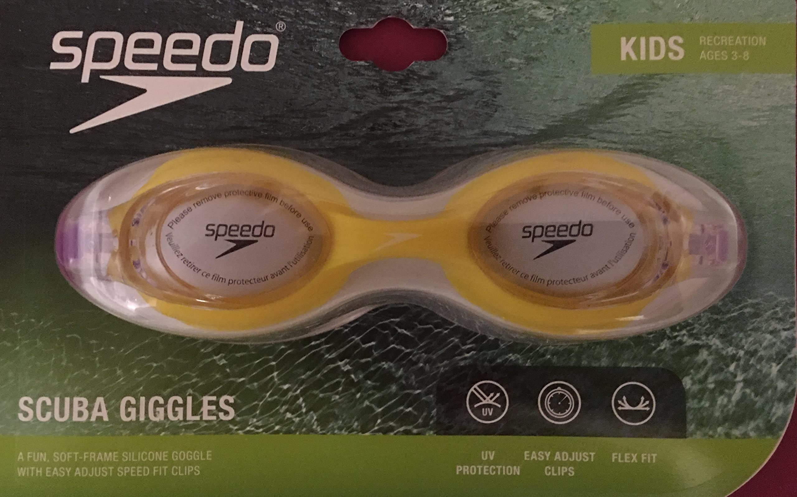 Speedo Kids Scuba Ridgles - Occhialini per bambini, colore: Giallo / Trasparente