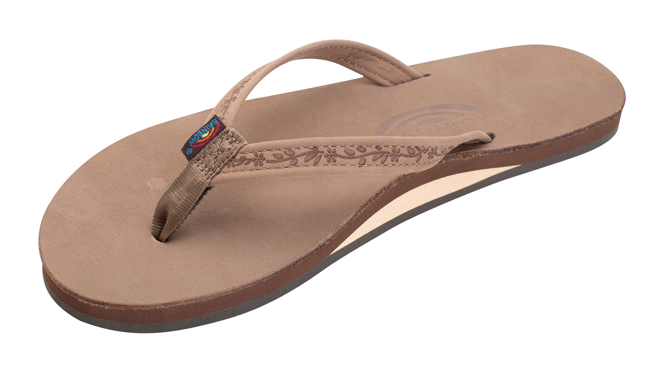 Ladies Las Flores - Single Layer Premier Leather with a Floral 1/2" Narrow Strap