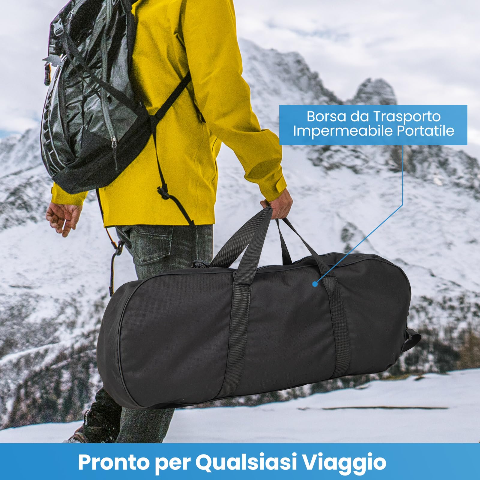 GYMAX Set Ciaspole da Neve, Racchette da Neve in Leghe di Alluminio con Bastoni da Trekking Regolabile e Borsa Impermeabile, Ideali per Donne Uomini e Bambini, Gamma di Peso 30-130 kg
