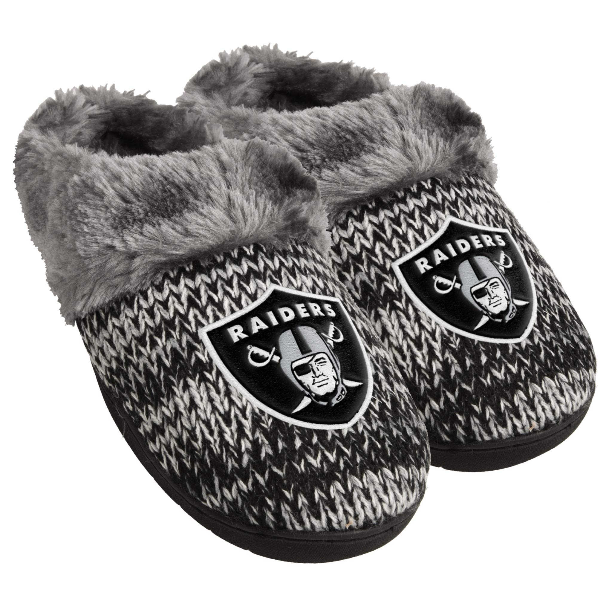 FOCO NFL Oakland Raiders Womens Peak Slide Slippers, Team Color, Large (9-10)
