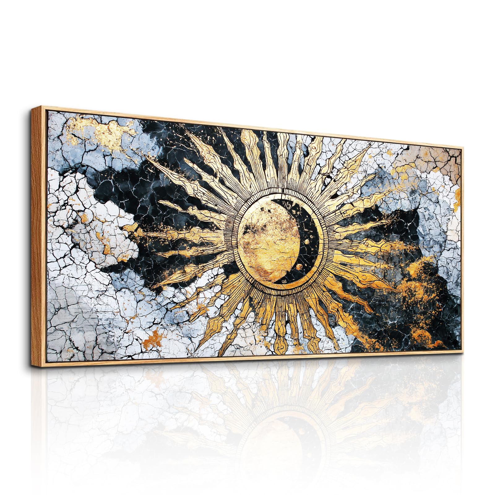 SERIMINO Modern Large Canvas Wall Art Golden Large Framed Picture 24"x48"