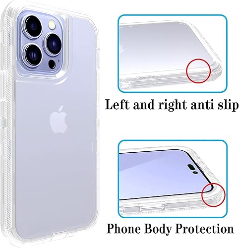 Miniatura 7 de Asuwish Funda de teléfono para iPhone 14 Pro Max de 6.7 pulgadas con clip para cinturón transparente, soporte híbrido a prueba de golpes, grado