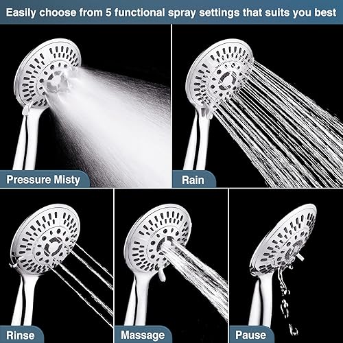 Miniatura 2 de BRIGHT SHOWERS Sistema de cabezales de ducha de lluvia que incluye cabezal de ducha de lluvia de 9 pulgadas y cabezal de ducha de mano con soporte