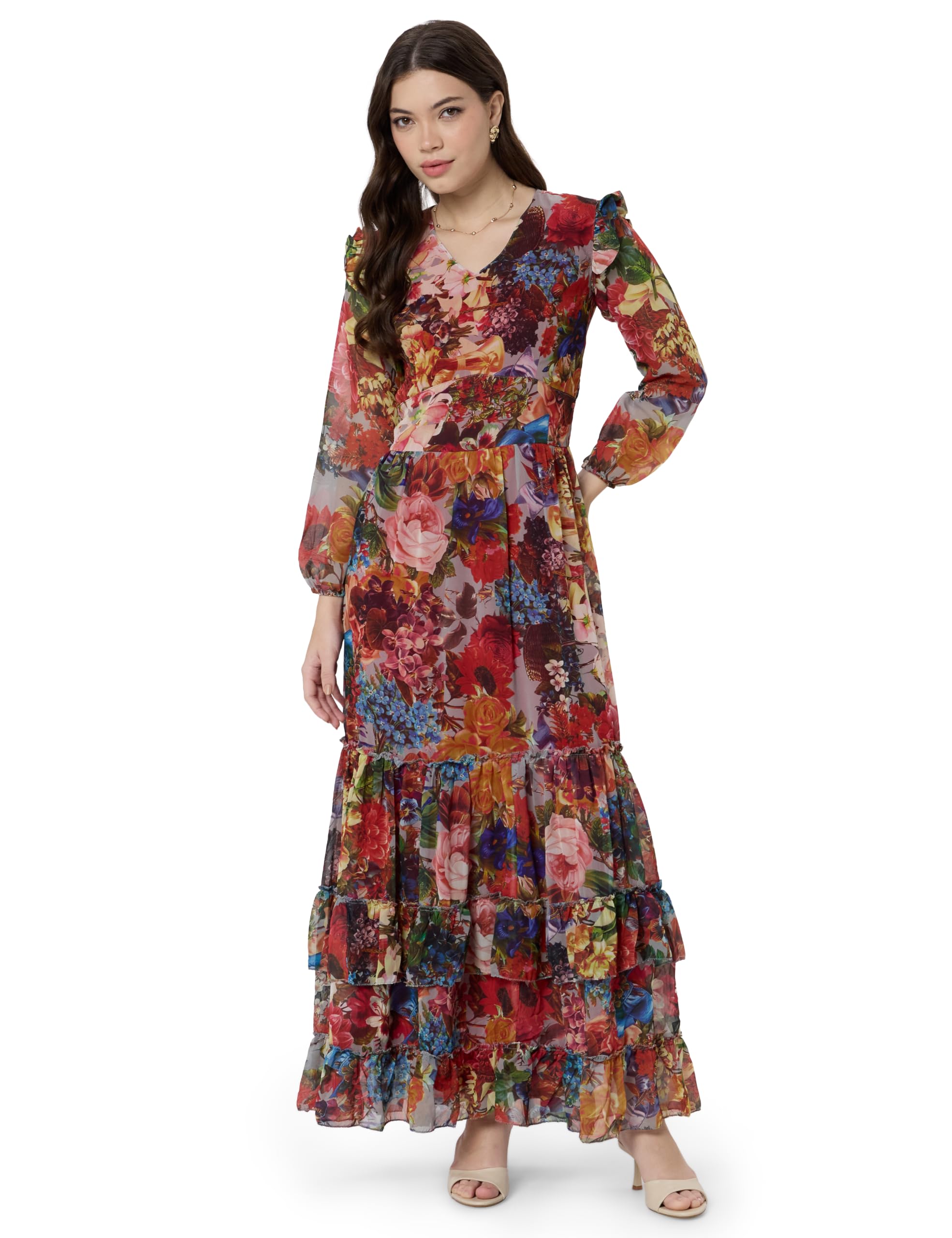 litzo Women's Georgette A-Line Maxi Dress-picture-23