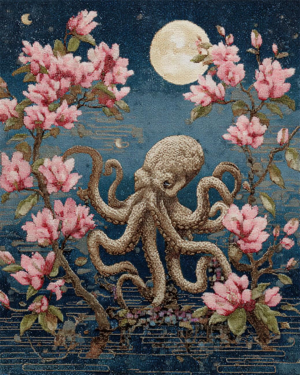 RKFLGEW DIY Embroidery Beads Set Anime Octopus 40x50cm