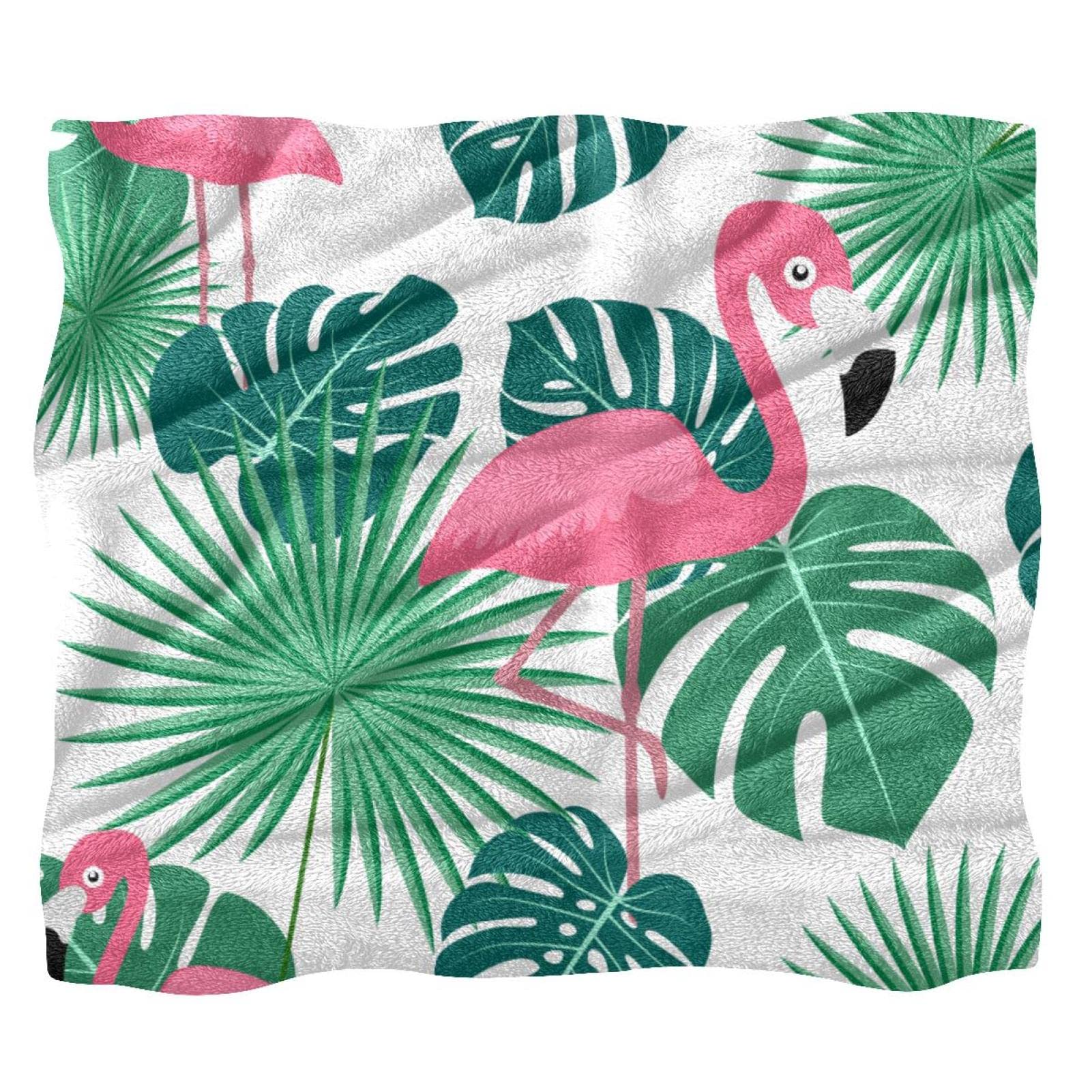 Couverture polaire flamant rose douce et confortable style jungle