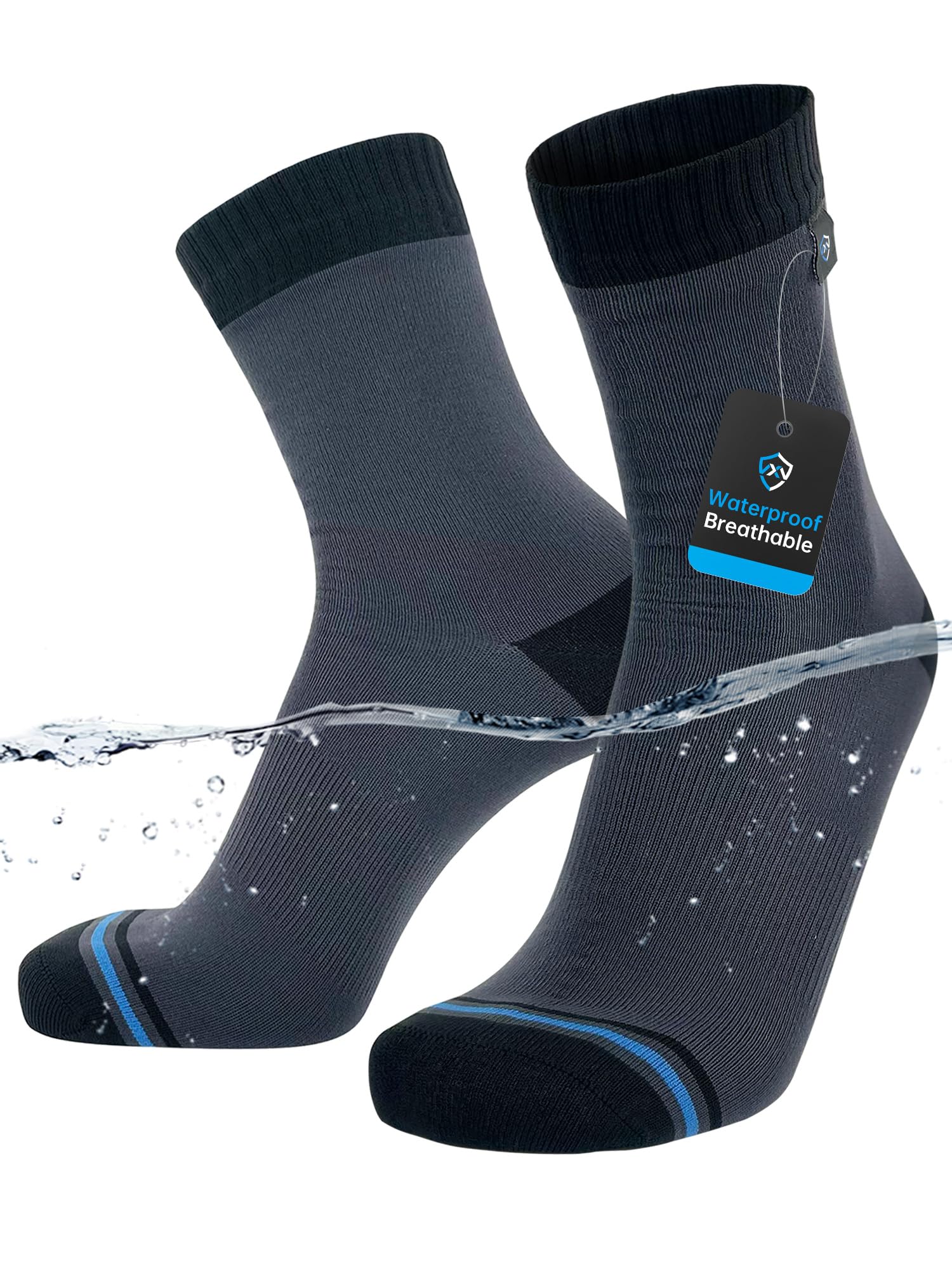 DexShell Waterproof Everyday Socks for Men & Women, Breathable Quarter Crew Socks for Walking, Commuting, Rain & Wet Weather – SDS Grey, Unisex Small