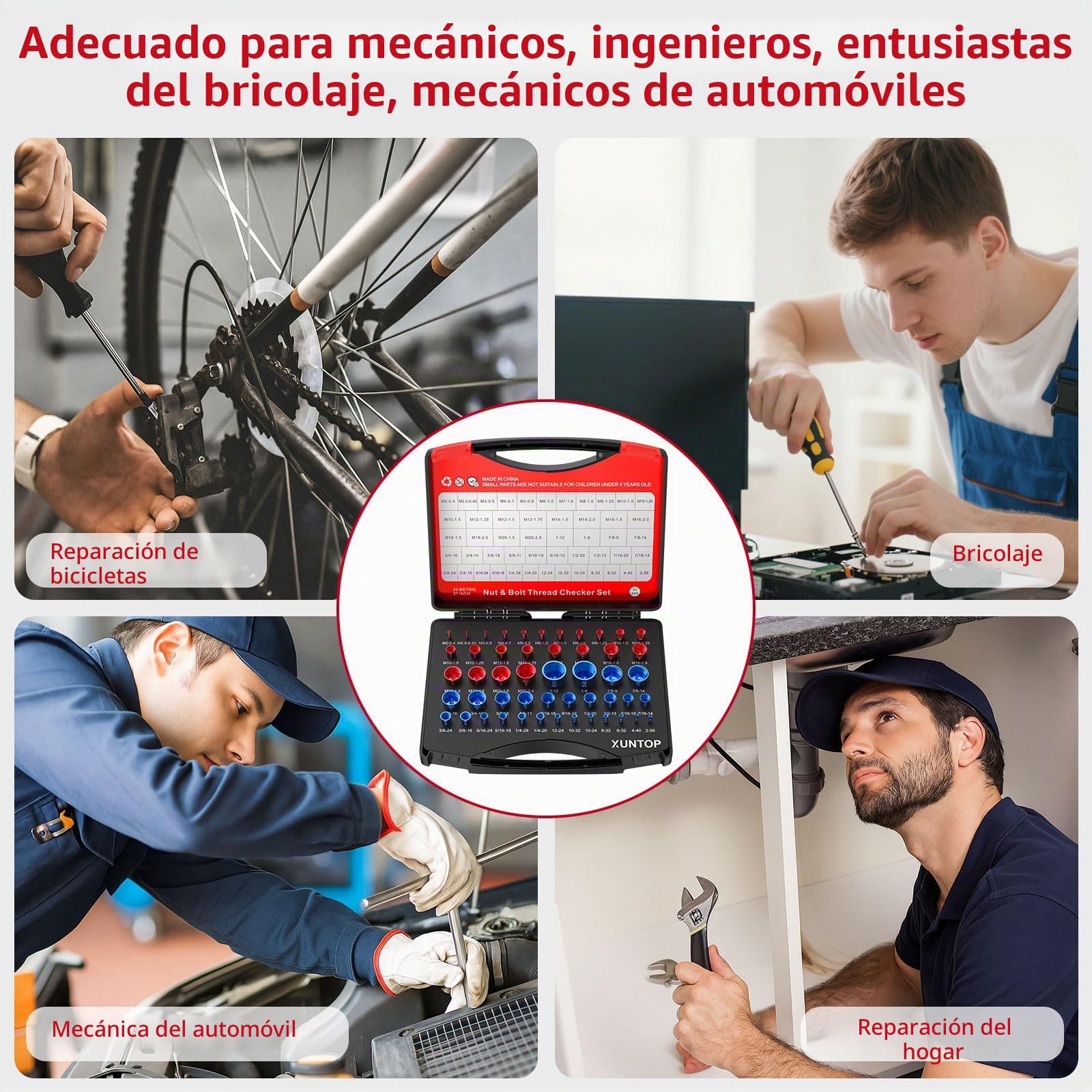 XUNTOP Probador de Roscas 50PCS Comprobador de Roscas 27Estándar&23Métrico Probador de Tamaño dede Rosca de Tuerca y Tornillo para Reparación de Automóviles DIY en Área Complicada y Estrecha