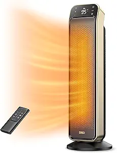 Dreo Space Heater for Indoor Use, 25" 11.5ft/s Fast Electric Heater with Remote and Thermostat, 3 Modes, Overheating & Tip-Over Protection, Portable Heater for Large Room, Bedroom, Office, Gold