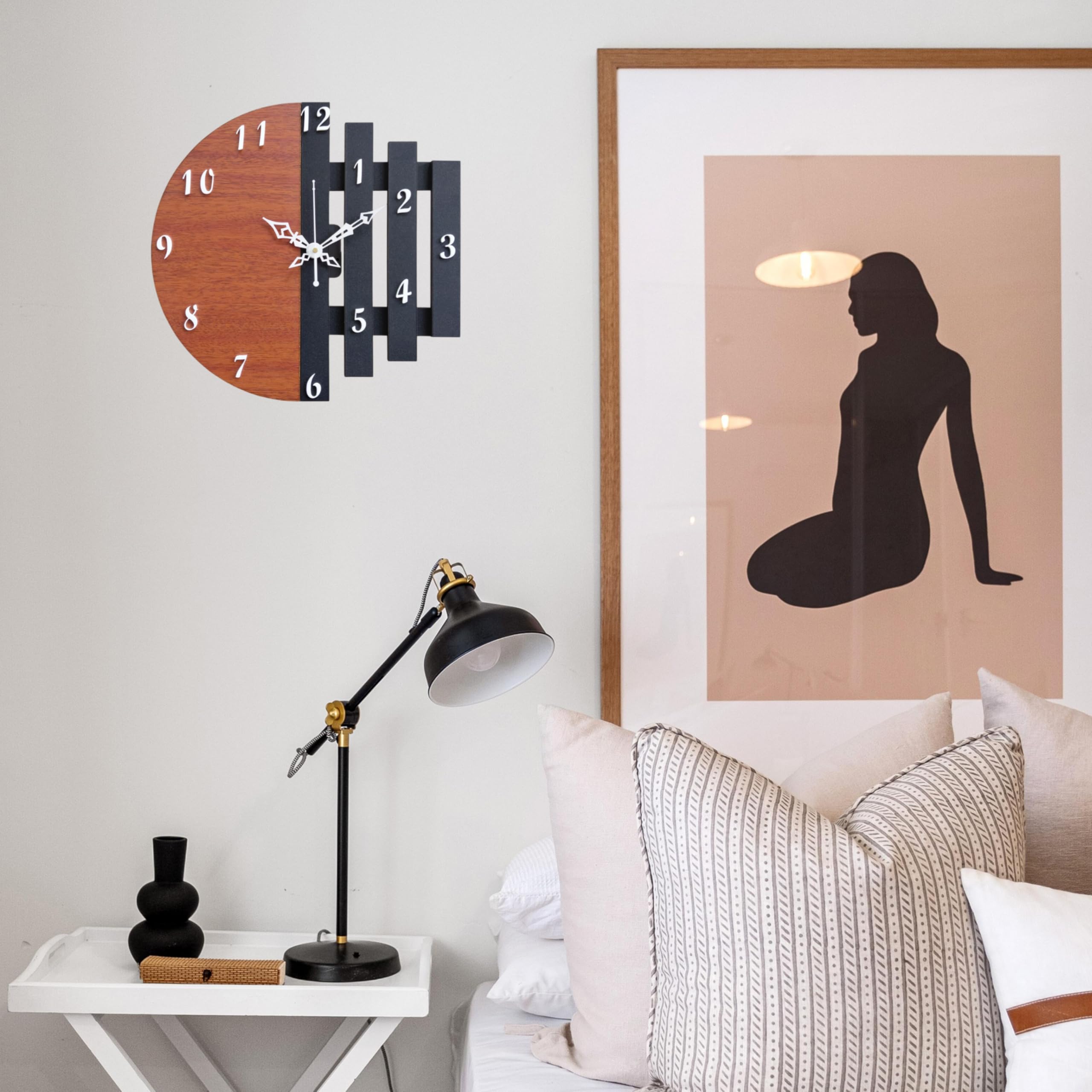 Unique Craft 3D Wooden Antique Analog Wall Clock for Home & Office Dcor (Brown & Black, 30.5 x 30.5 cm, Round) 3