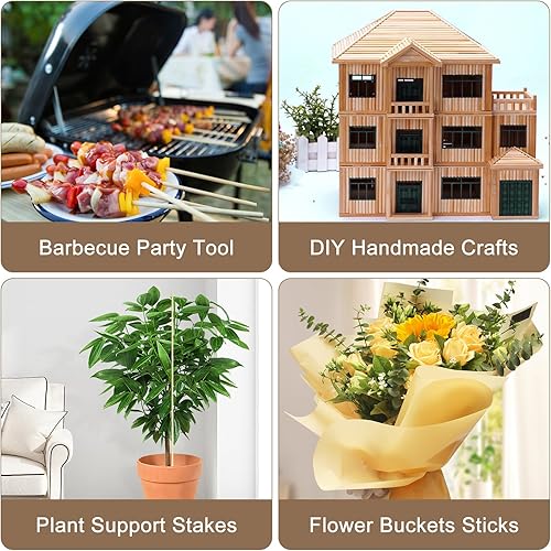 Miniatura 7 de Paquete de 150 palitos para asar malvaviscos, palitos de 30 pulgadas extra largos para hogueras, brochetas de bambú de 0.197 in de grosor al aire