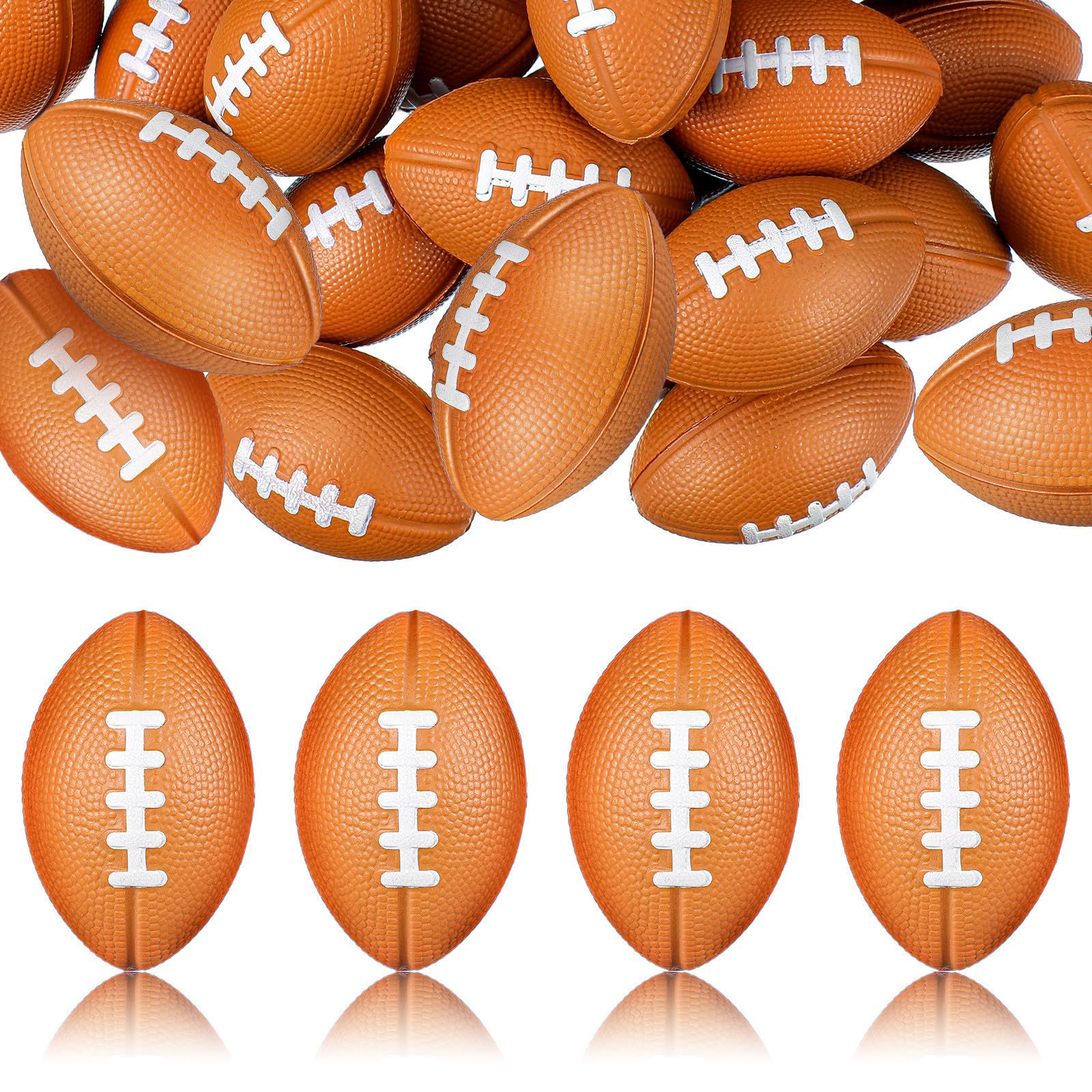 CHICAMPERA 40pcs Mini Rugby Squeeze Made of Soft Eva Foams for Stress Relief and Tension Release, Small 4cm Sport Ball for Office and Home Use