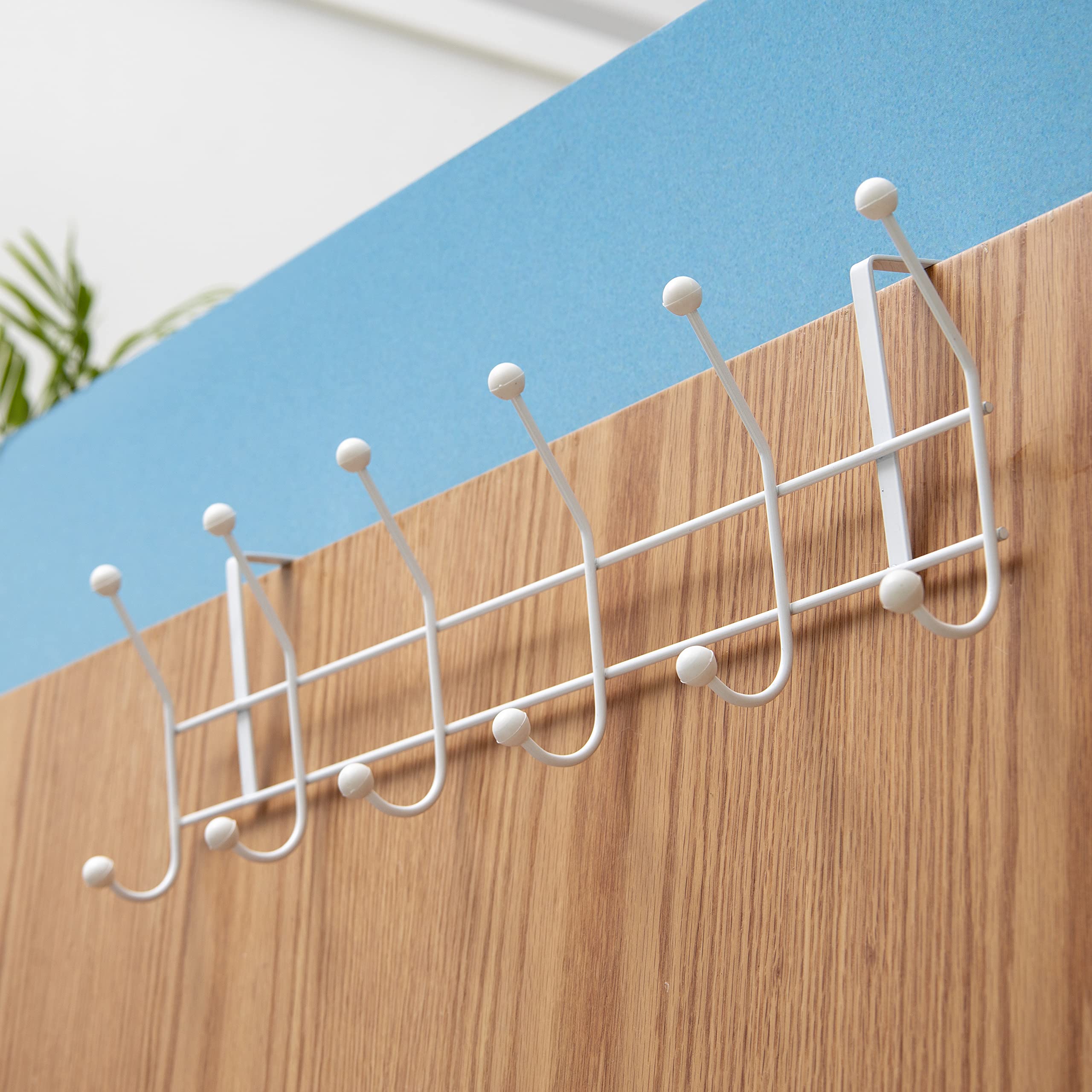 Delcasa Stainless Steel Door Holder, 12 Hooks, Dc1981 Powder Coated 50Cm Durable Steel Hanging Hook For Clothes And Accessories Multifunctional 12 Hanger Organiser For Hanging Coat Hat Towel Bags Keys