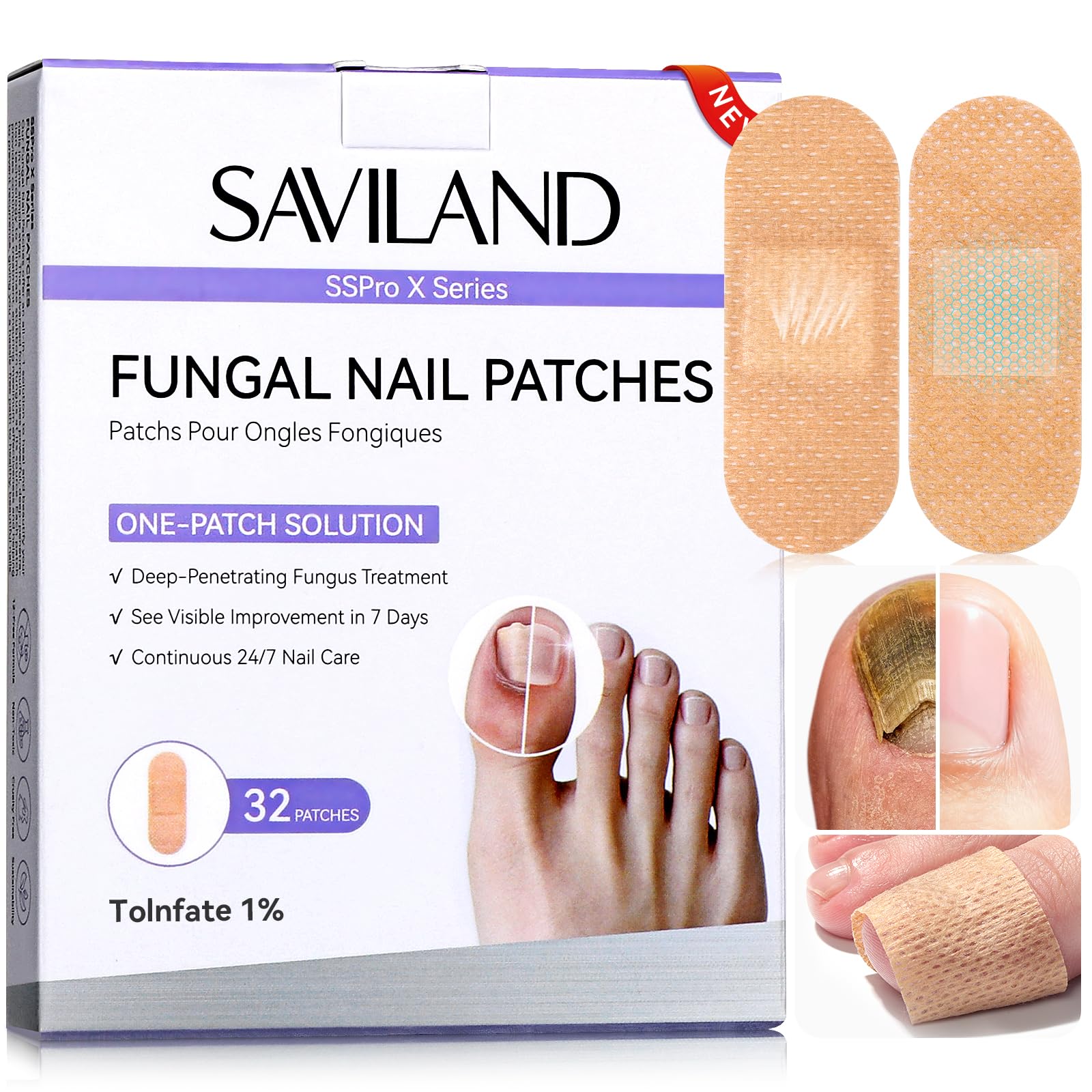 Saviland Standard Serie - Einfache Anwendung: Nagelpflaster, 32 Stück