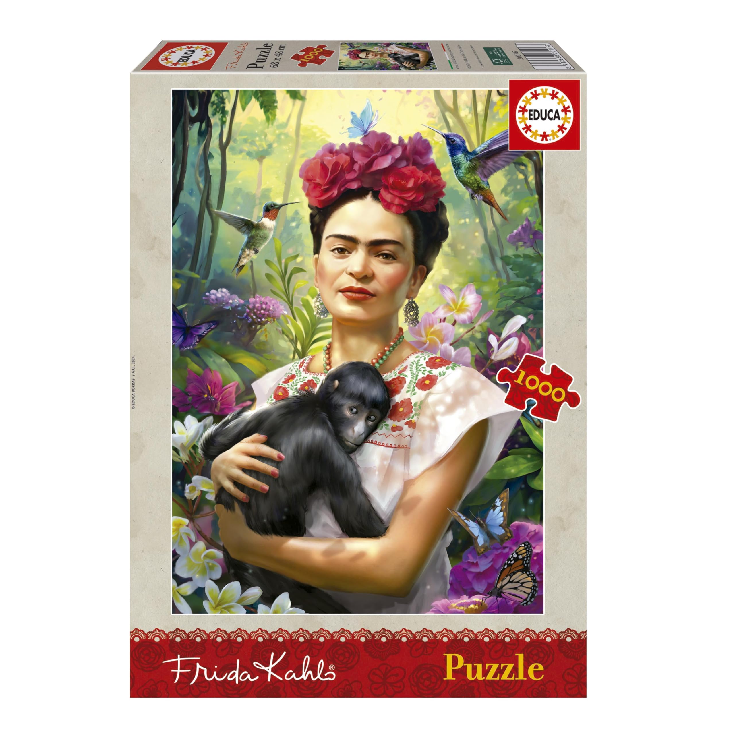 Educa - 1000-teiliges Puzzle für Erwachsene | Frida Kahlo, Garten des Lebens. Inklusive Fix Puzzle-Kleber. Ab 14 Jahren (20176)