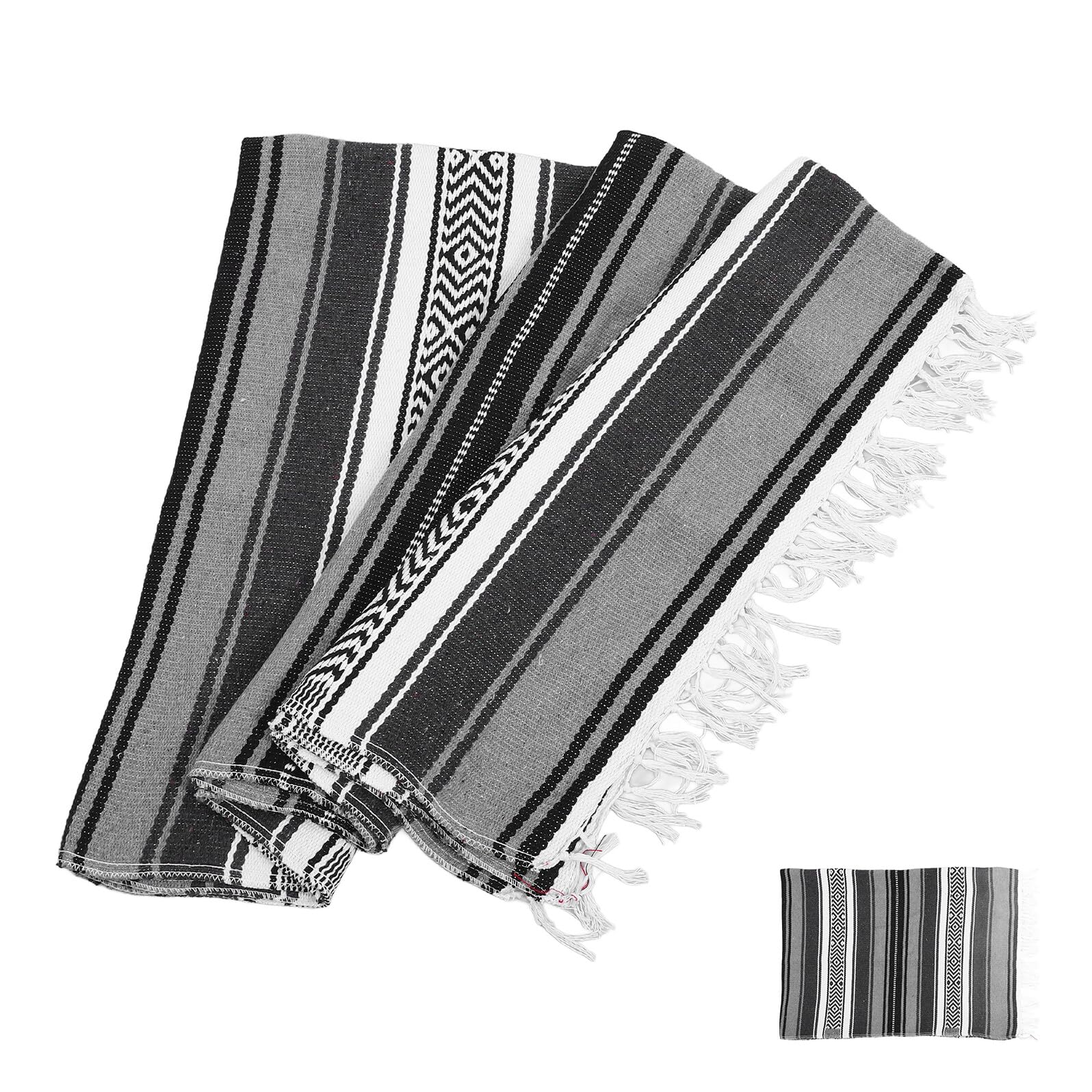 BETOOKY Couverture Mexicaine Tissée en Polyester et Coton Gris 130x180 Cm – Tapis de Yoga Doux et Épais, Plaid Multifonction pour Canapé, Salon et Voyage, Couverture de Canapé Patchwork