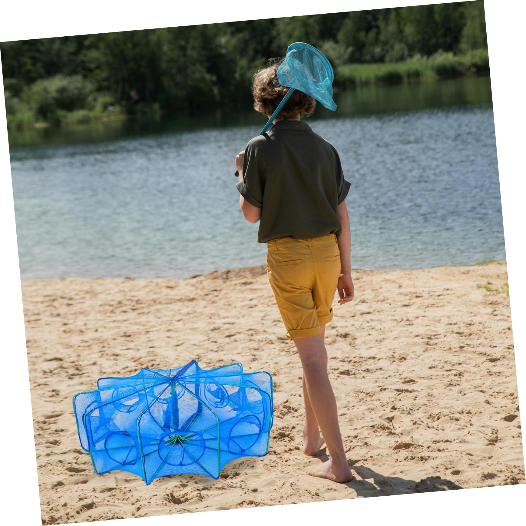 ibasenice Rete Pieghevole per Gamberetti Design Resistente e Riutilizzabile Facile Trasportare e Riporre Rete Sicura per Catture Compatte per Utilizzo Versatile