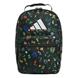 adidas Santiago Lunch Bag Cooler for Women and Men, Insulated Food Container Box with Mesh Pocket, Meadow Floral Black/Black/White/3.0, One Size