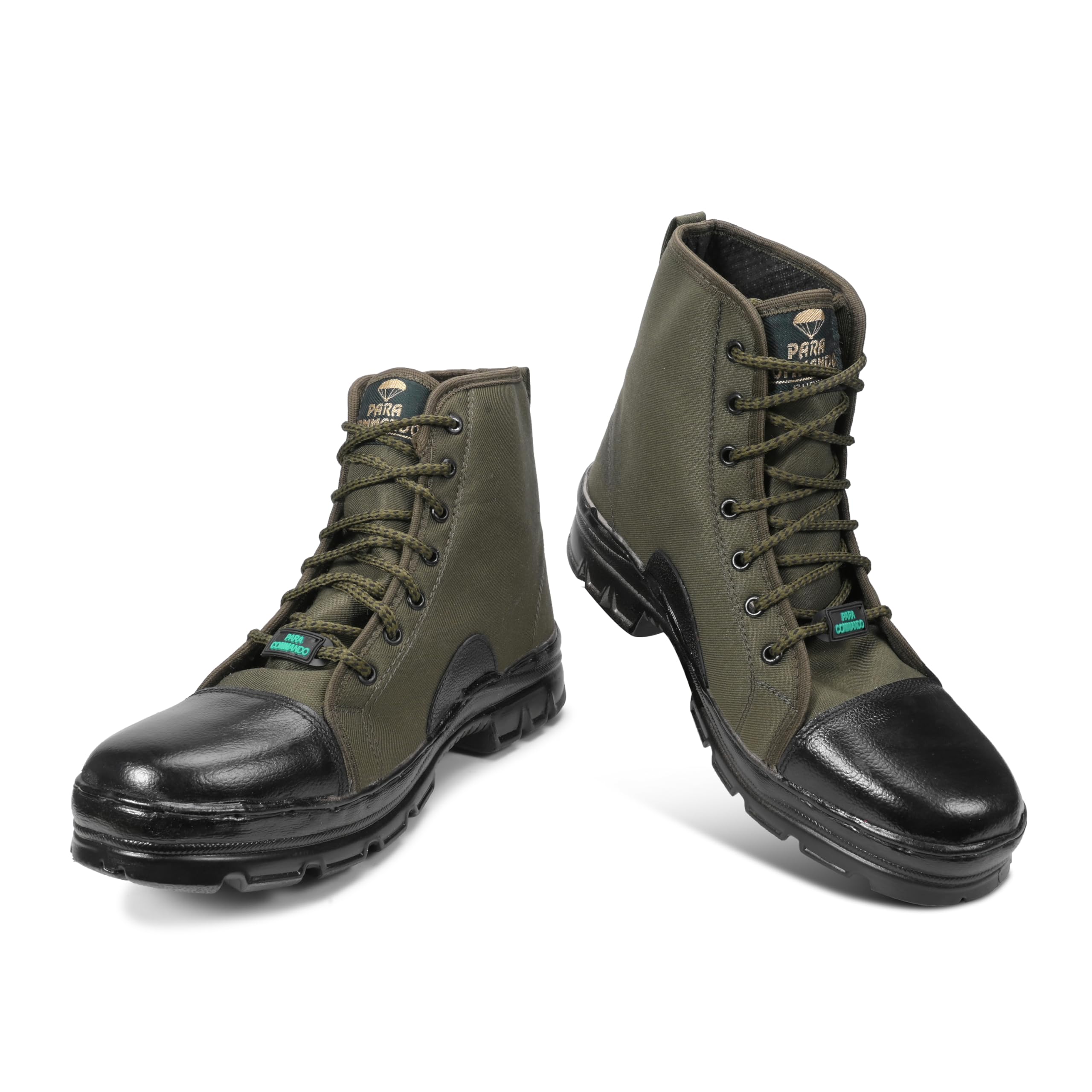 Army Jungle Boot for Men, Olive Green Canvas with Black Leather Toe Cap, Lace-Up Military Style Work Boot with Rugged Sole-image-36