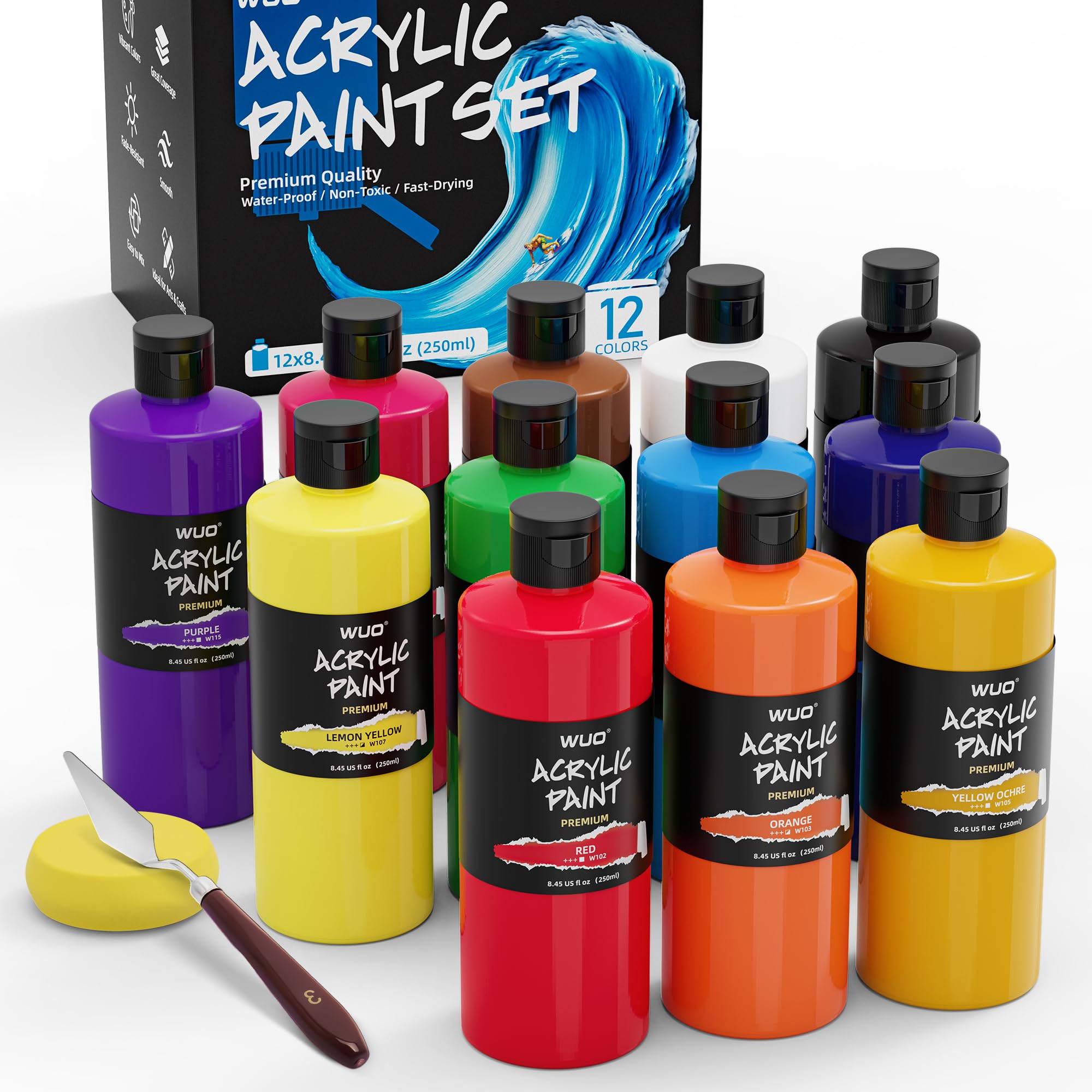 WUO Large Acrylic Paint Set, 12
