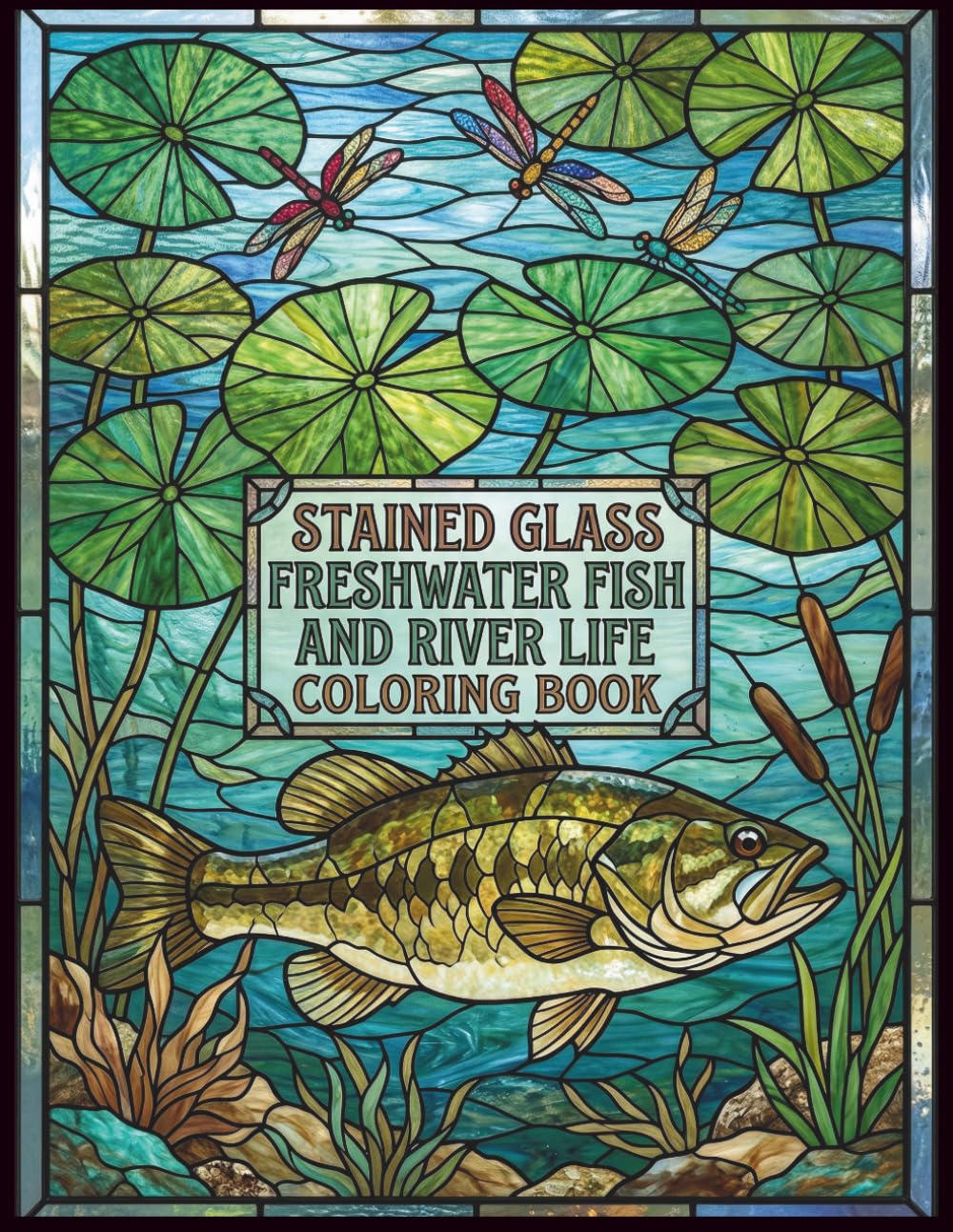 Stained Glass Freshwater Fish and River Life Coloring Book: A Relaxing Adult Coloring Book Featuring Stained Glass Freshwater Fish, River Life, ... Scenes for Stress Relief and Mindfulness