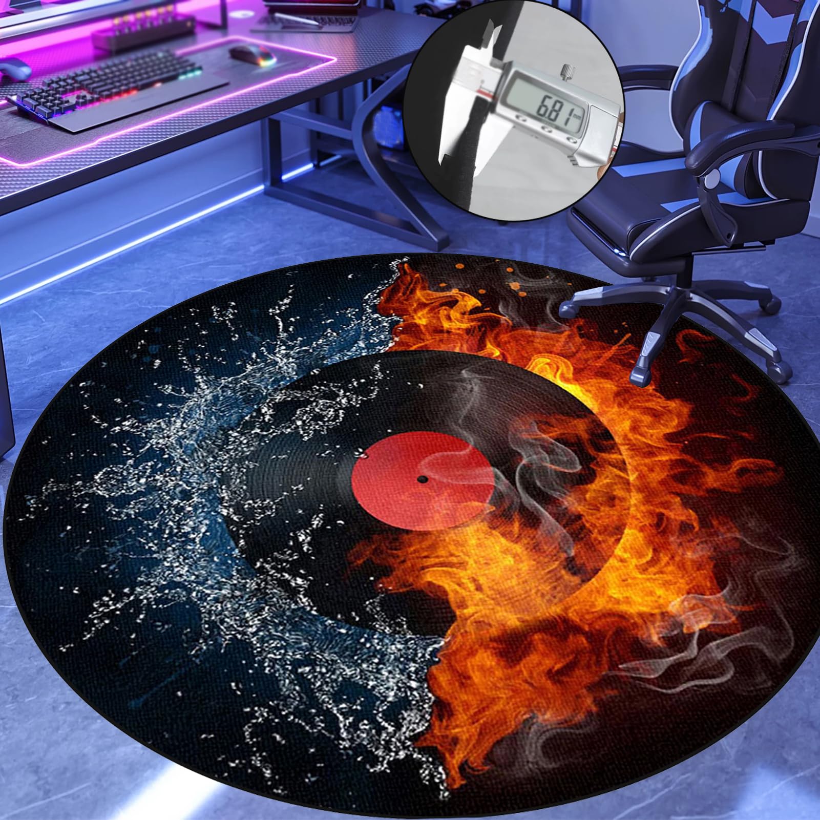 Rund Schlagzeugteppich, rutschfest Schalldicht Drum Teppich Matte Innen und Außen Trommelteppich, Elektronisches Jazz Schlagzeug Kit für Bass Snare Drum, Outdoor Schallschutz Akustik Teppich 120 cm