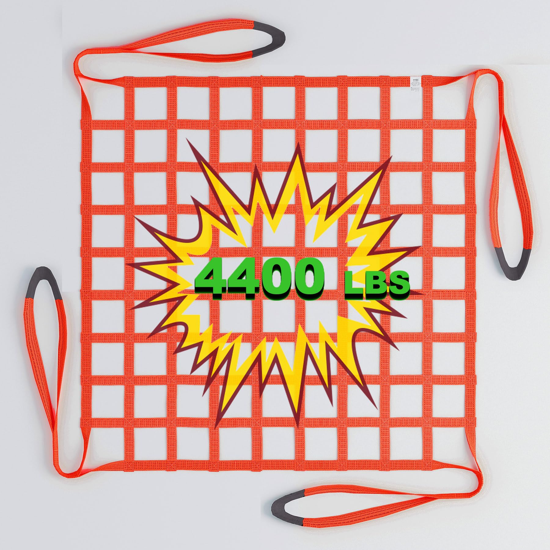 DATEDGE 5.48' x 5.48' Cargo Hoisting Net, Heavy-Duty Lifting Net, Flat Polyester Sling, 4400 LBS Max Load Capacity, Ideal for Industrial & Maritime Applications